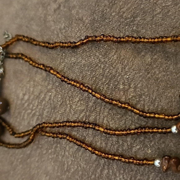 MY STYLE Brown Glass Beaded Necklace Earrings Set - Picture 3 of 4
